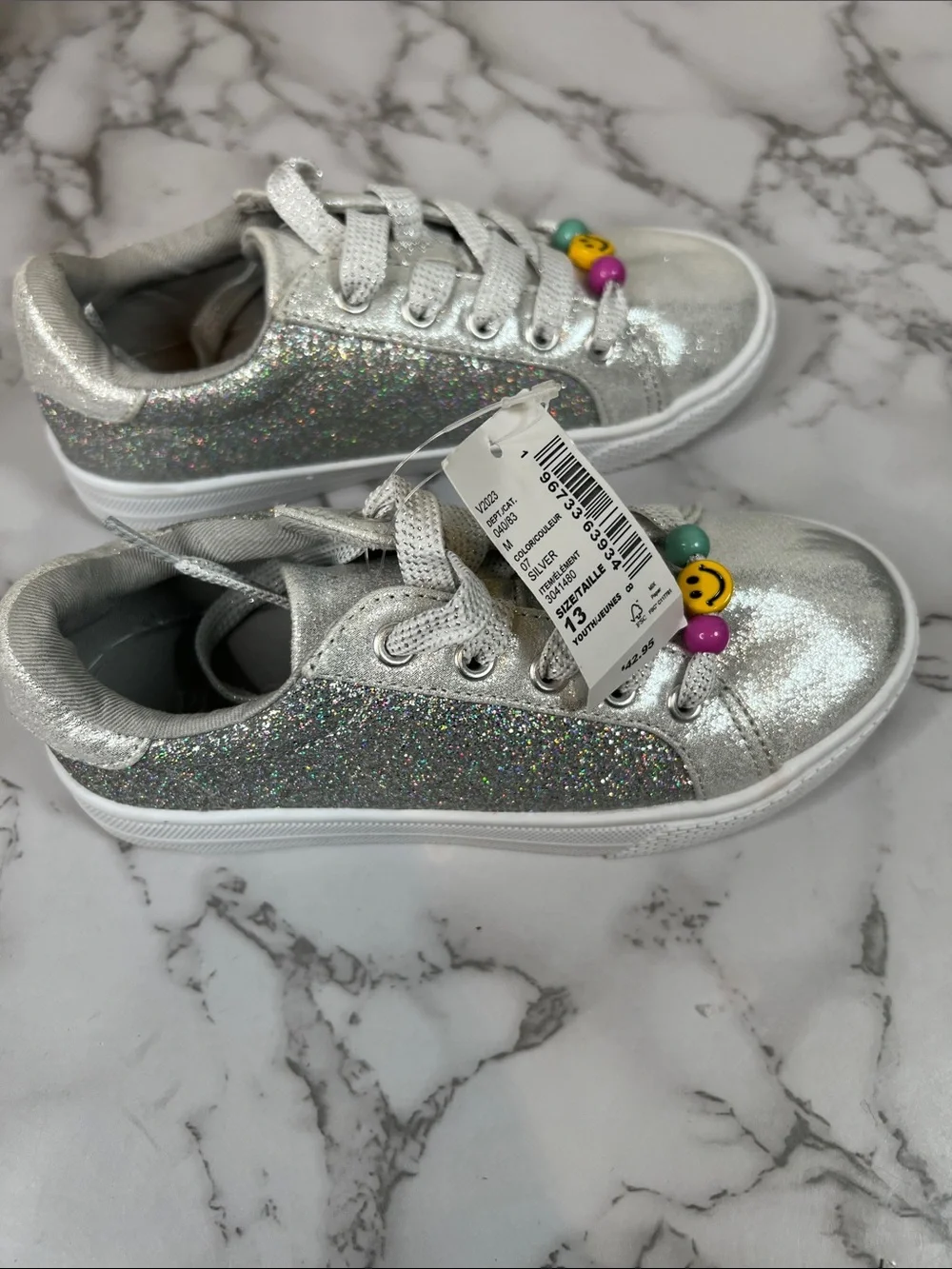 The Children's Place Girls Beaded Glitter Low Top Sneaker Size 13